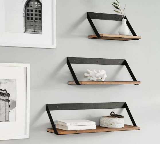 Floating Iron & Wood Wall Shelf